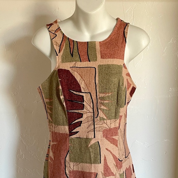 PITANGA Tropical Linen Blend Palms Print Resort DRESS Made in BRAZIL Size Medium - Picture 2 of 14